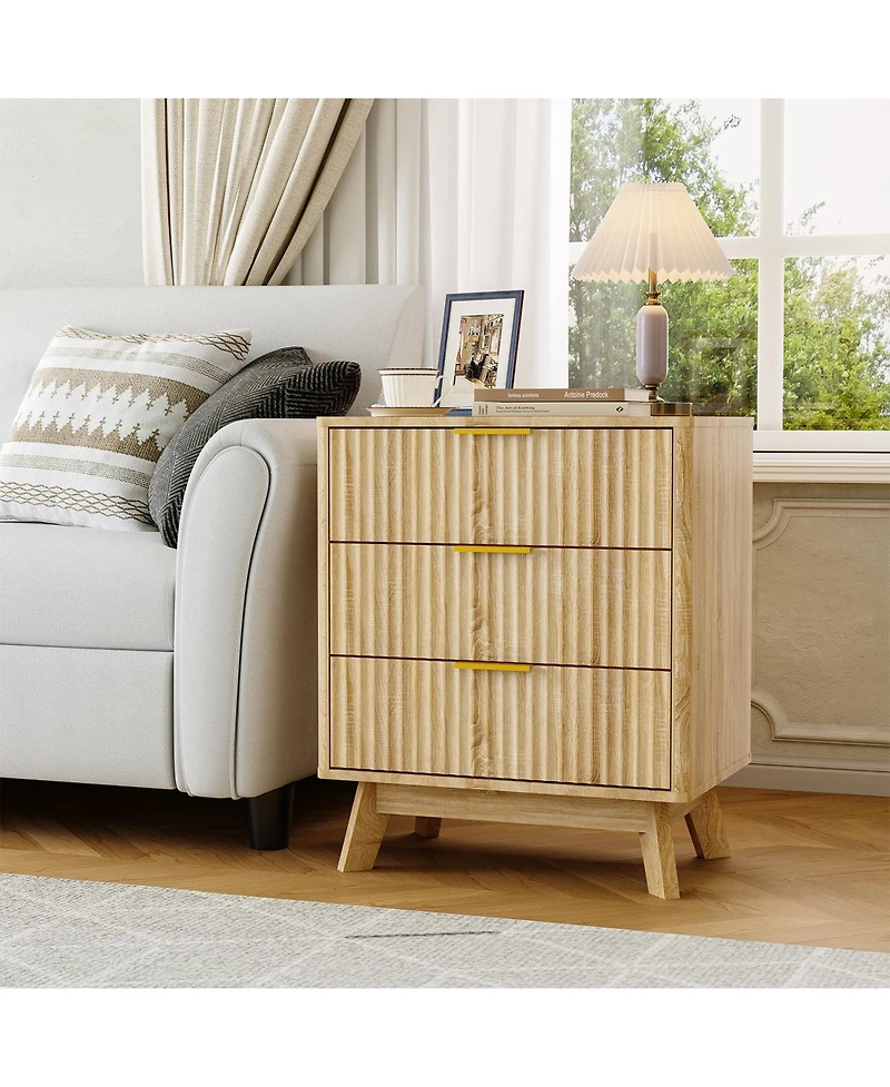 Gaomon Modern Bedroom End Table, 3 Drawers Nightstand