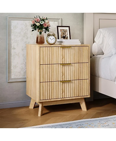 Gaomon Modern Bedroom End Table, 3 Drawers Nightstand