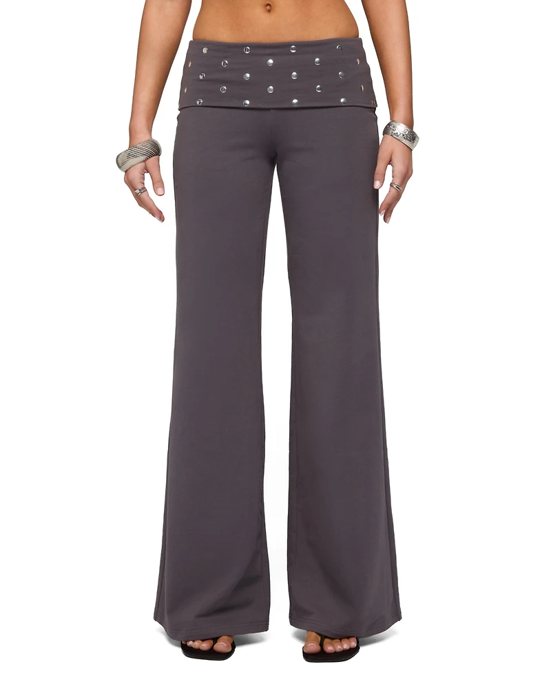 Edikted Women's Breanna Studded Foldover Wide Leg Pants