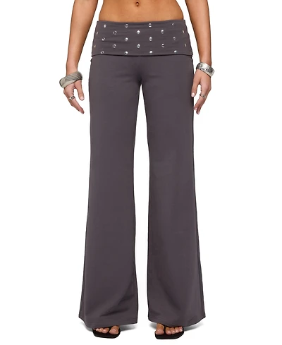 Edikted Women's Breanna Studded Foldover Wide Leg Pants
