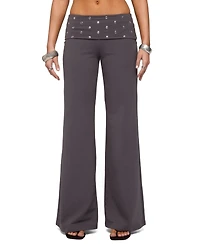 Edikted Women's Breanna Studded Foldover Wide Leg Pants