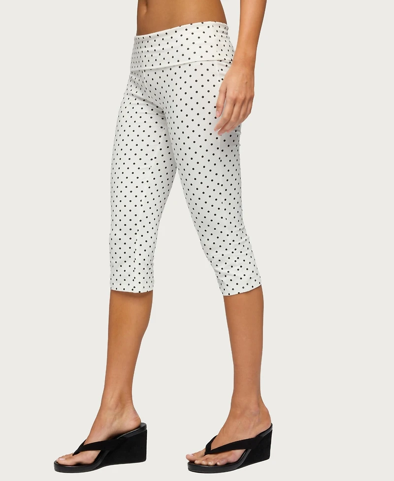 Edikted Women's Eloisa Polka Dot Foldover Capri Pants