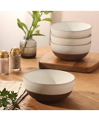 Gibson Home William Crest 4 Piece Cereal Bowl Set, 6.25 inch Round Stoneware Reactive Bowls, Soup, Dessert & Snack Bowls