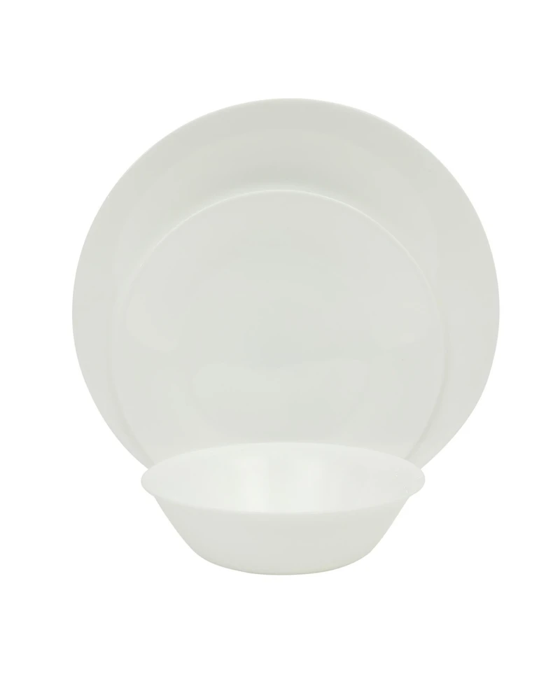 Gibson Home Vanilla Hills 12pc Opal gGass Set, Service for 4 Dinner Plate, Salad Plate and Bowls Chip-Resistant