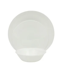Gibson Home Vanilla Hills 12pc Opal gGass Set, Service for 4 Dinner Plate, Salad Plate and Bowls Chip-Resistant