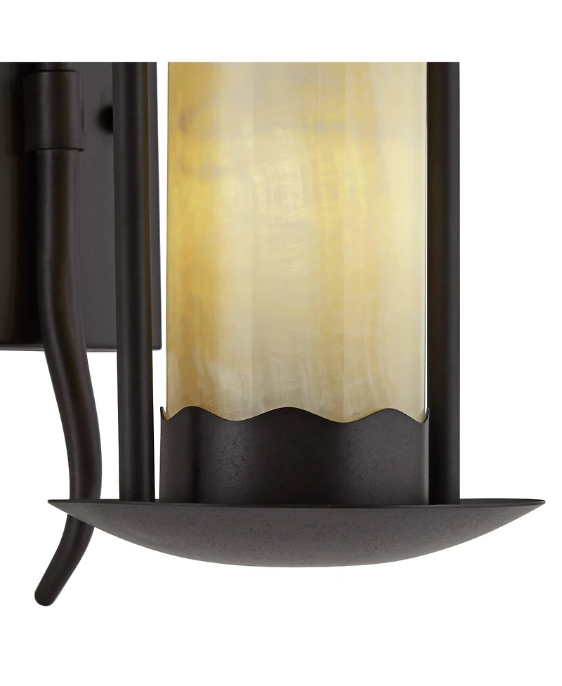 Franklin Iron Works Rustic Wall Light Sconces Set of 2 Hardwire 6 1/2" Fixture Faux Candle for Bedroom Bedside Living Room Hallway