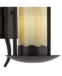 Franklin Iron Works Rustic Wall Light Sconces Set of 2 Hardwire 6 1/2" Fixture Faux Candle for Bedroom Bedside Living Room Hallway