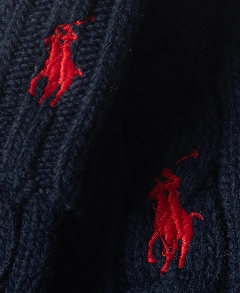 Polo Ralph Lauren Men's Wool Blend Cable Bucket Hat and Gloves, 2-Piece Set