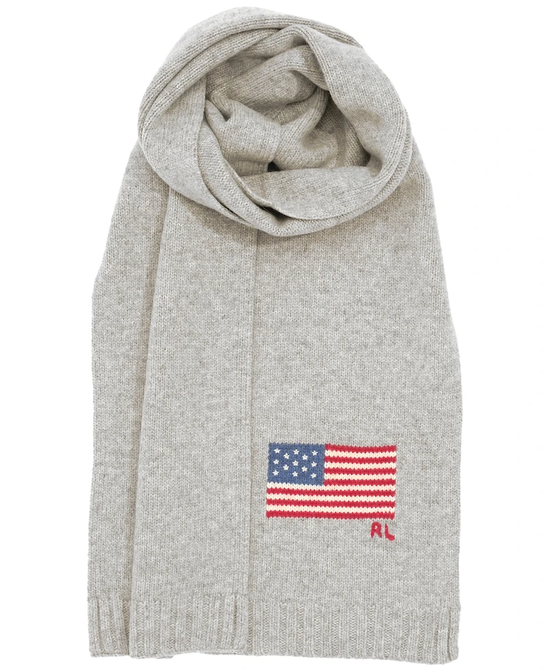 Polo Ralph Lauren Men's Wool Blend Rl Flag Knit Scarf