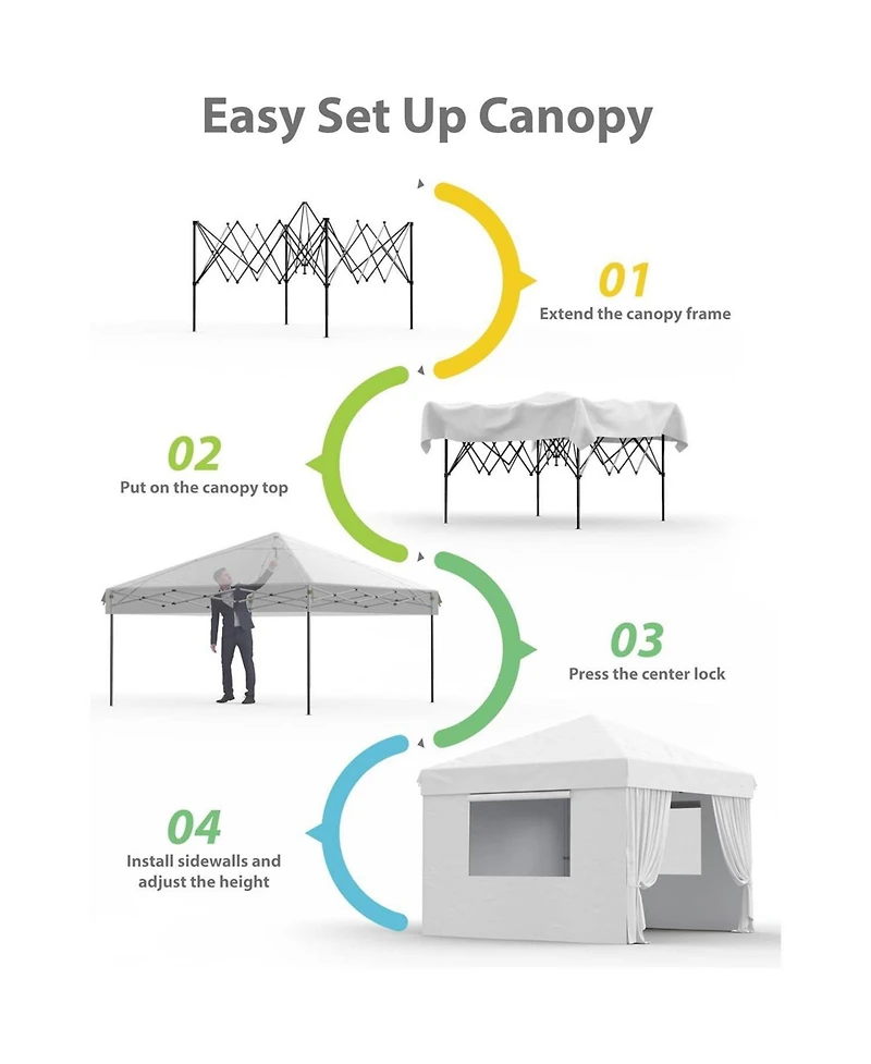 gaomon Outdoor 4-Sidewall 10x10 Pop Up Canopy Tent for Picnics, Camping