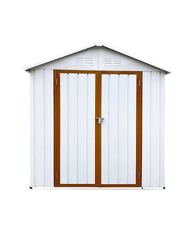 Mondawe 4feet 6feet Outdoor Metal Storage Sheds Apex Roof Garden Tool Storage with Lockable Doors
