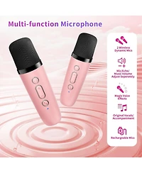Ipason Mini Karaoke Speaker Wireless Mics and Led Lights Portable Party Machine! Fun Gift for Kids and Adults