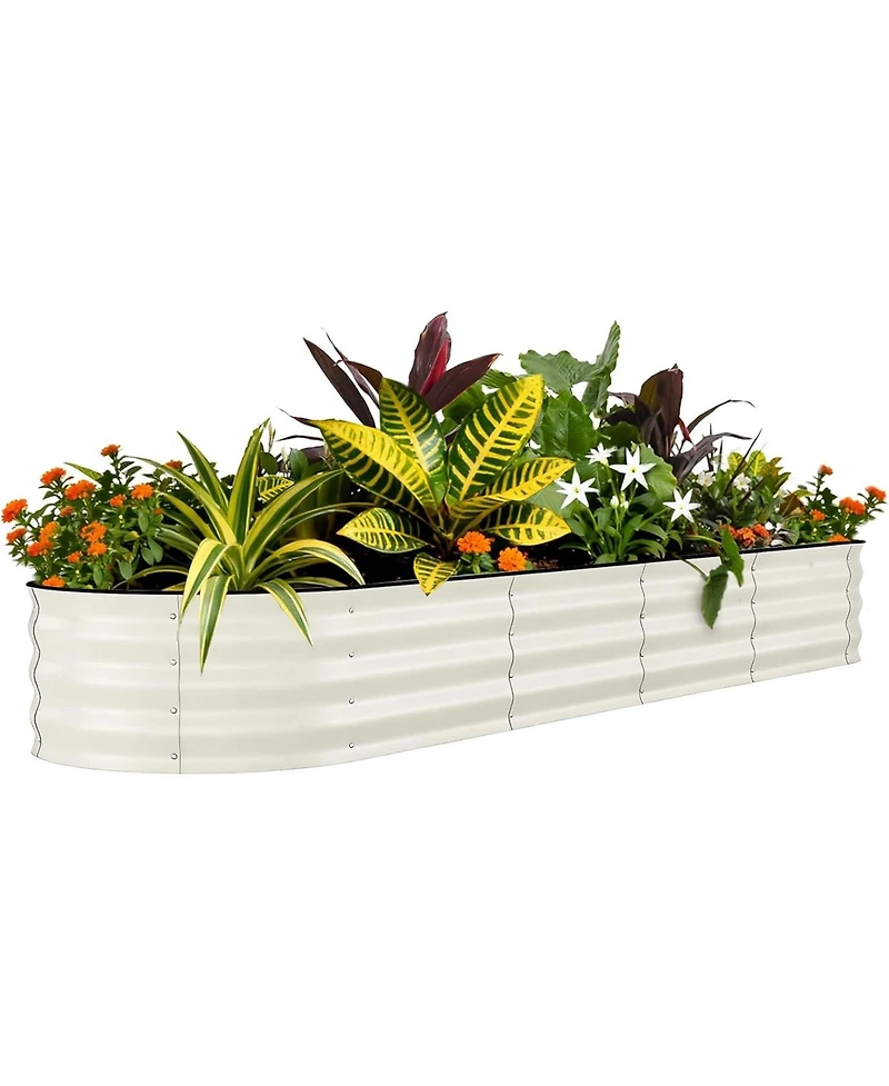 Xo 8x2x1.5FT Galvanized Raised Garden Bed, Metal Planter Box for Vegetables Flowers Herbs, Rust-Resistant Outdoor Garden Bed