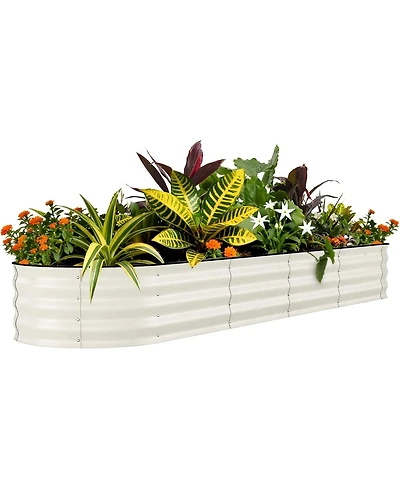 Xo 8x2x1.5FT Galvanized Raised Garden Bed, Metal Planter Box for Vegetables Flowers Herbs, Rust-Resistant Outdoor Garden Bed
