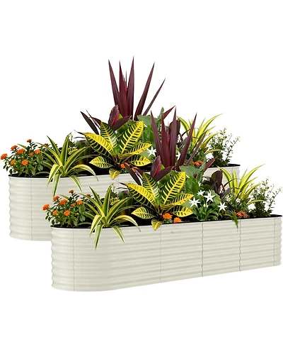 Xo 2-Pack 8x2x2FT Galvanized Raised Garden Bed, Metal Planter Boxes for Vegetables Flowers Herbs, Rust-Resistant Outdoor Garden Beds