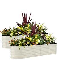 Xo 2-Pack 8x2x2FT Galvanized Raised Garden Bed, Metal Planter Boxes for Vegetables Flowers Herbs, Rust-Resistant Outdoor Garden Beds