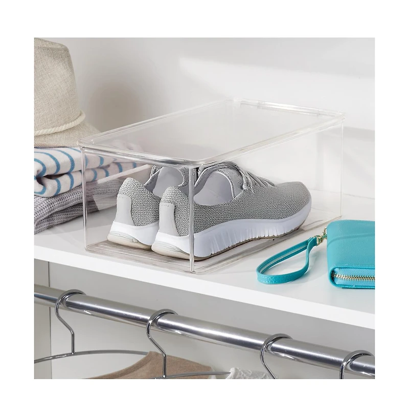 iDesign Stackable Shoe Box with Lid for Wedges or Flats, 2-Pack, Usa Made