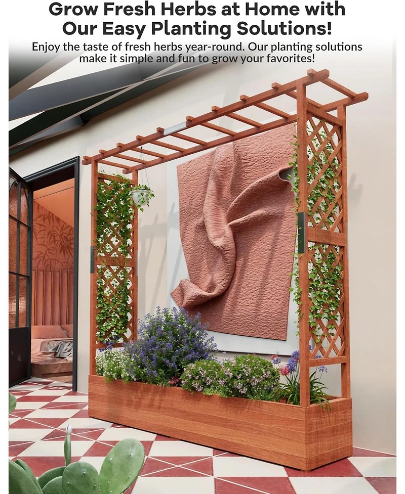 Xo Elevated Wooden Garden Bed with Trellis and Roof