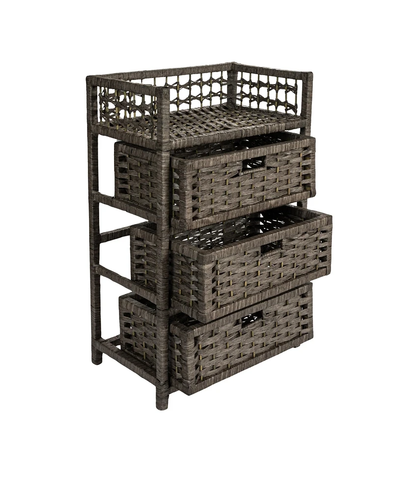 Household Essentials 3-Drawer Storage Organizer Unit with Top Shelf and Cutout Handles
