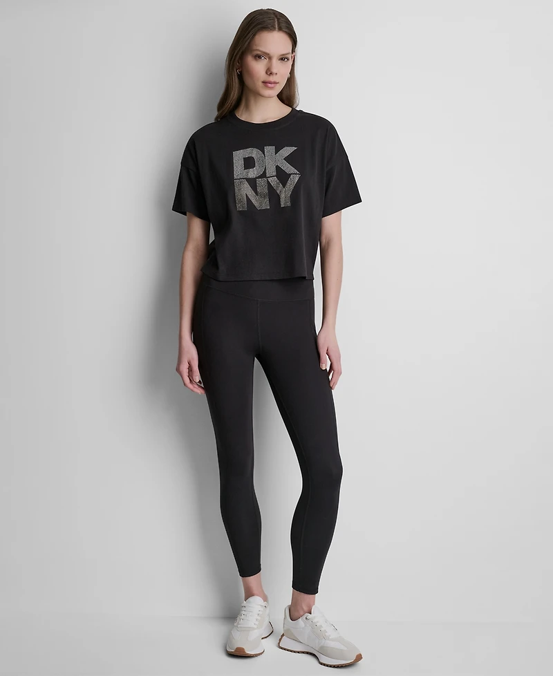 Dkny Sport Women's Ombre Rhinestone Logo Crewneck T-Shirt