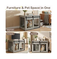 Ruie Heavy Duty Dog Crate Furniture with Sliding Barn Door and Tabletop