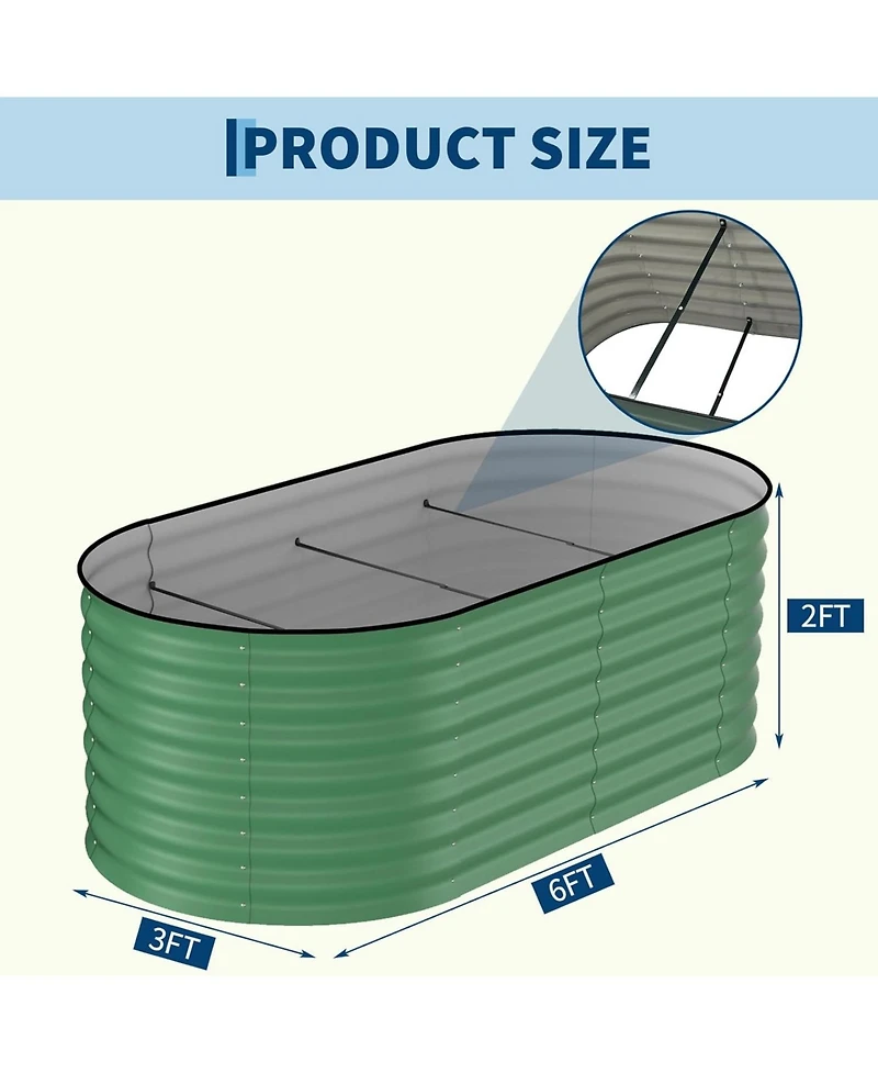 Xo 2-Pack 6x3x2FT Galvanized Raised Garden Bed, Metal Planter Boxes for Vegetables Flowers Herbs, Rust-Resistant Outdoor Garden Beds