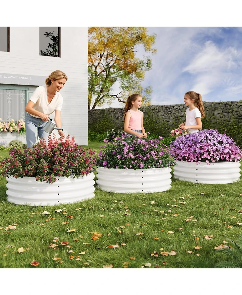 Xo Round Metal Raised Garden Bed 2x1 ft, Galvanized Steel Planter Box Set, Rustproof, Easy Assembly