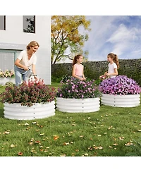 Xo Round Metal Raised Garden Bed 2x1 ft, Galvanized Steel Planter Box Set, Rustproof, Easy Assembly
