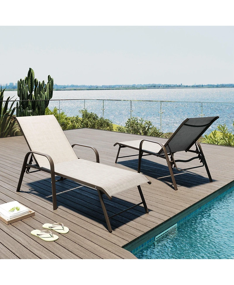Pellebant 2-Piece Outdoor Patio Aluminum Adjustable Chaise Lounge Chairs