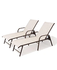 Pellebant 2-Piece Outdoor Patio Aluminum Adjustable Chaise Lounge Chairs