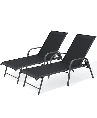 Pellebant 2-Piece Outdoor Patio Aluminum Adjustable Chaise Lounge Chairs