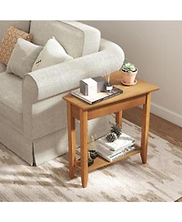 Gymax 2-Tier End Table Irregular Narrow Sofa Side Nightstand w/ Storage Shelf