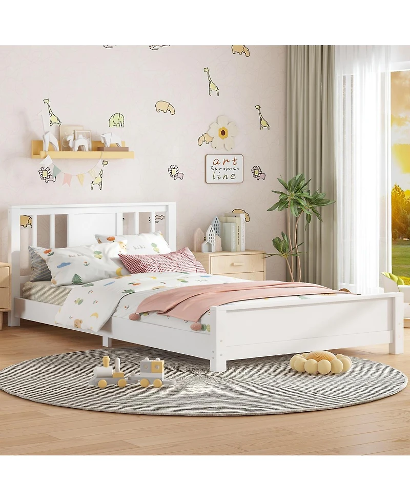 Streamdale Furniture Twin Size Solid Wood Platform Bed Frame with Headboard