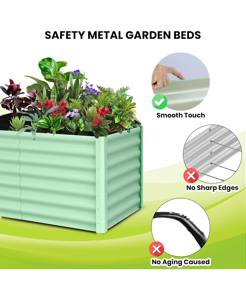 Xo 8x4x2FT Galvanized Raised Garden Bed, Large Metal Planter Box for Vegetables, Flowers and Herbs Rust-Resistant Outdoor Garden Bed