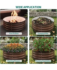 Xo Round Galvanized Raised Garden Bed 2x1 ft, Metal Planter Box, Rust and Corrosion Resistant, Easy Assembly
