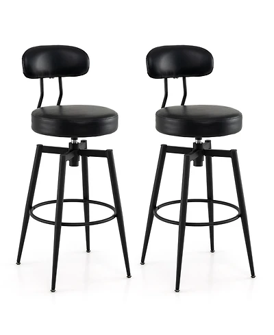Costway Swivel Barstools Faux Leather Bar Height Chairs with Upholstered Seat Back