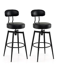Costway Swivel Barstools Faux Leather Bar Height Chairs with Upholstered Seat Back
