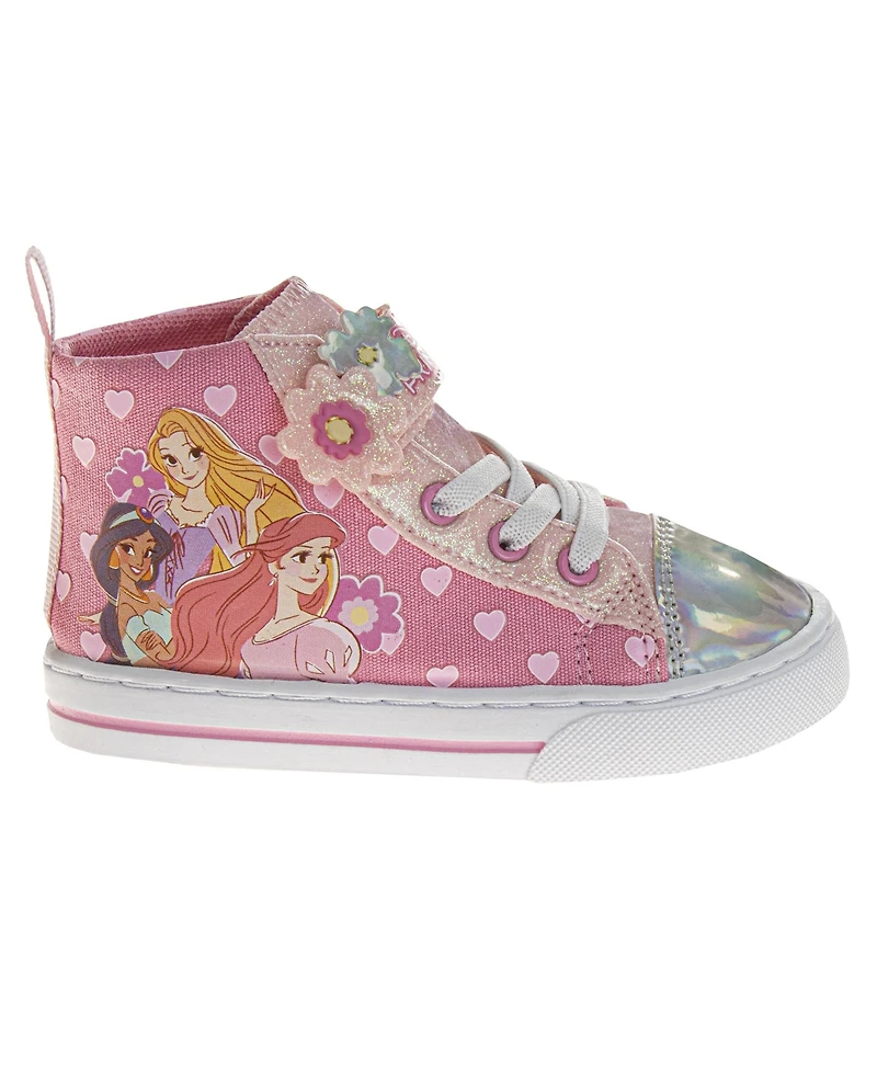 Disney Princess Girls' HighTop Sneakers Fun, Stylish, and Comfortable Footwear (Toddler Sizes 5-10/ Little Kid 11-12)