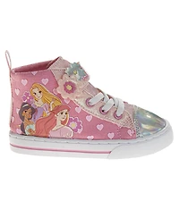 Disney Princess Girls' HighTop Sneakers Fun, Stylish, and Comfortable Footwear (Toddler Sizes 5-10/ Little Kid 11-12)