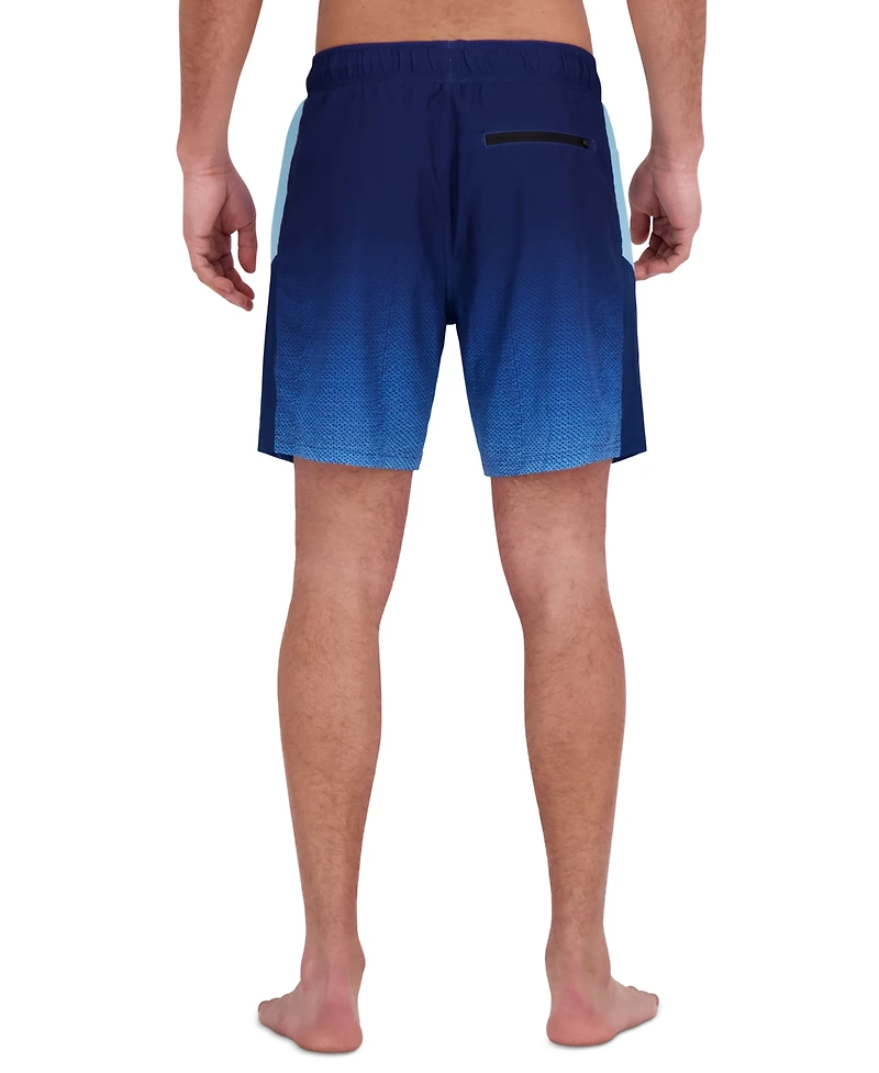 Spyder Men's Ombre Printed Color-Block 7" Volley Swimsuit