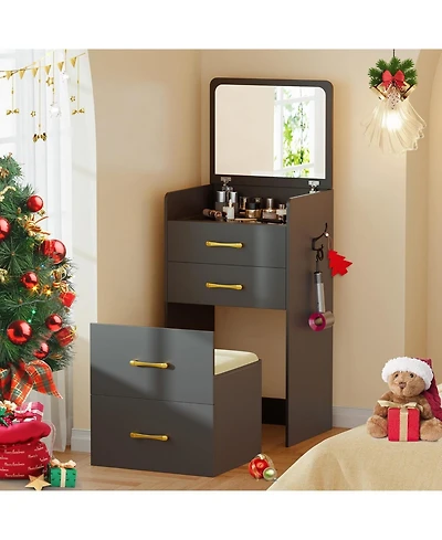 Vlsrka 3 1 Vanity Desk with Flip Top Mirror for Bedroom