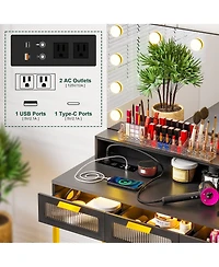 Vlsrka Vanity Desk with Hollywood Mirror and Led Lights