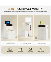 Vlsrka 3 1 Vanity Desk with Flip Top Mirror for Bedroom