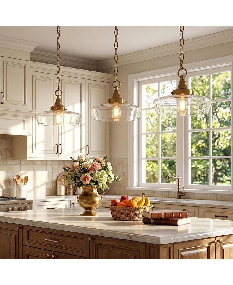 Tribesigns 1-Light Pendant Light, Clear Glass Shade Island Fixture for Dining Room Living Room Bedroom Kitchen Island
