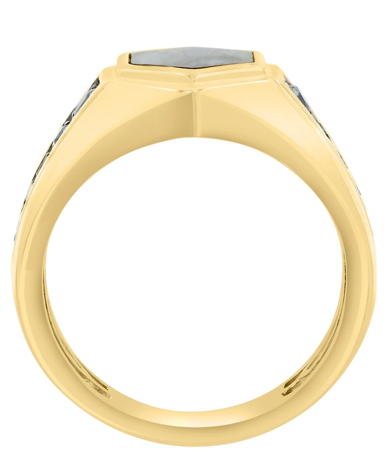 Effy Collection Men's Black Diamond (3/8 ct. t.w.) and Onyx (9.5mm) Ring in 14k Yellow Gold-Plated Sterling Silver