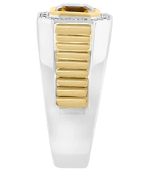 Effy Collection Men's Diamond (1/5 ct. t.w.) & Citrine (2-2/5 ct. t.w.) Ring in Sterling Silver