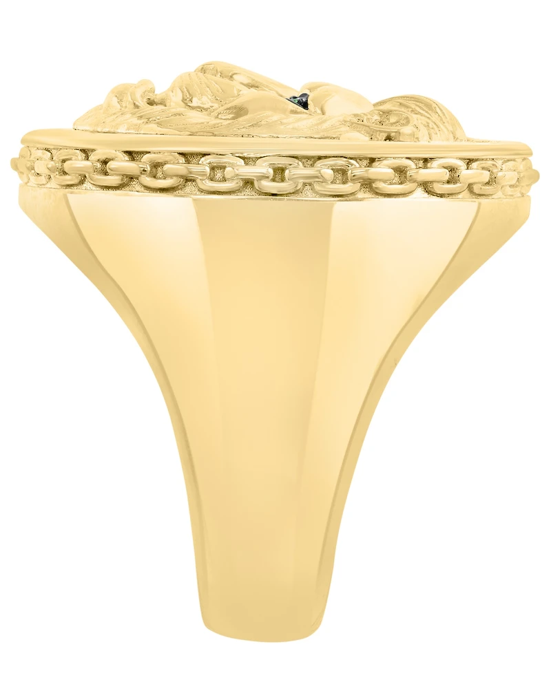Effy Collection Men's Diamond (3/8 ct. t.w.) & Tsavorite Accent (0.01 ct. t.w.) Ring in 14k Gold-Plated Sterling Silver