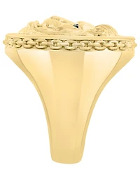 Effy Collection Men's Diamond (3/8 ct. t.w.) & Tsavorite Accent (0.01 ct. t.w.) Ring in 14k Gold-Plated Sterling Silver