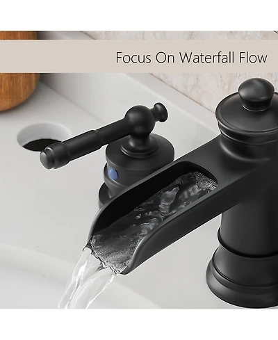 Phying Bathroom Faucets for Sink 3 Hole Widespread Bathroom Sink Faucet with Pop Up Drain Double Lever Handle Faucet