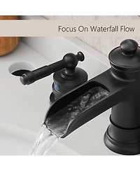 Phying Bathroom Faucets for Sink 3 Hole Widespread Bathroom Sink Faucet with Pop Up Drain Double Lever Handle Faucet